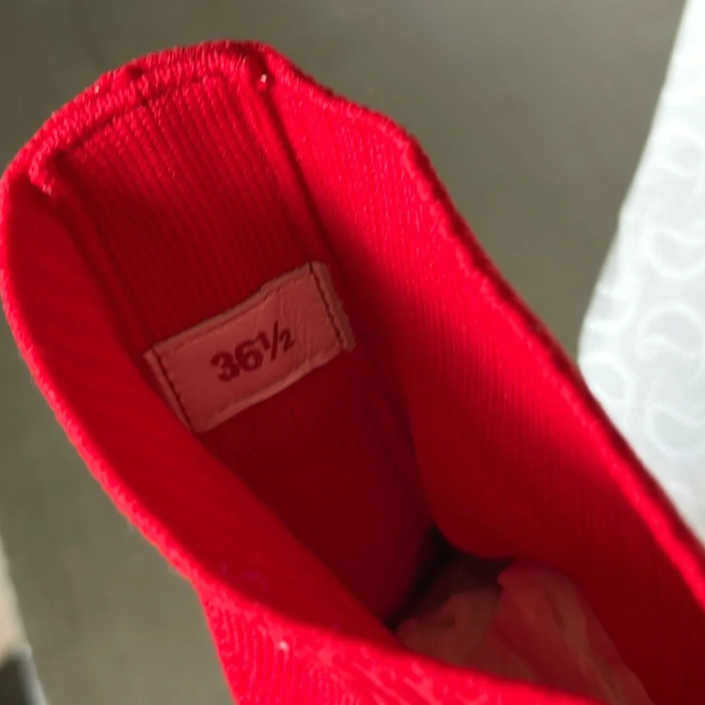Christian Louboutin sharky sock flat sneaker shark sole red loubi sz 36.5